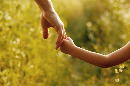 adult holding child's hand